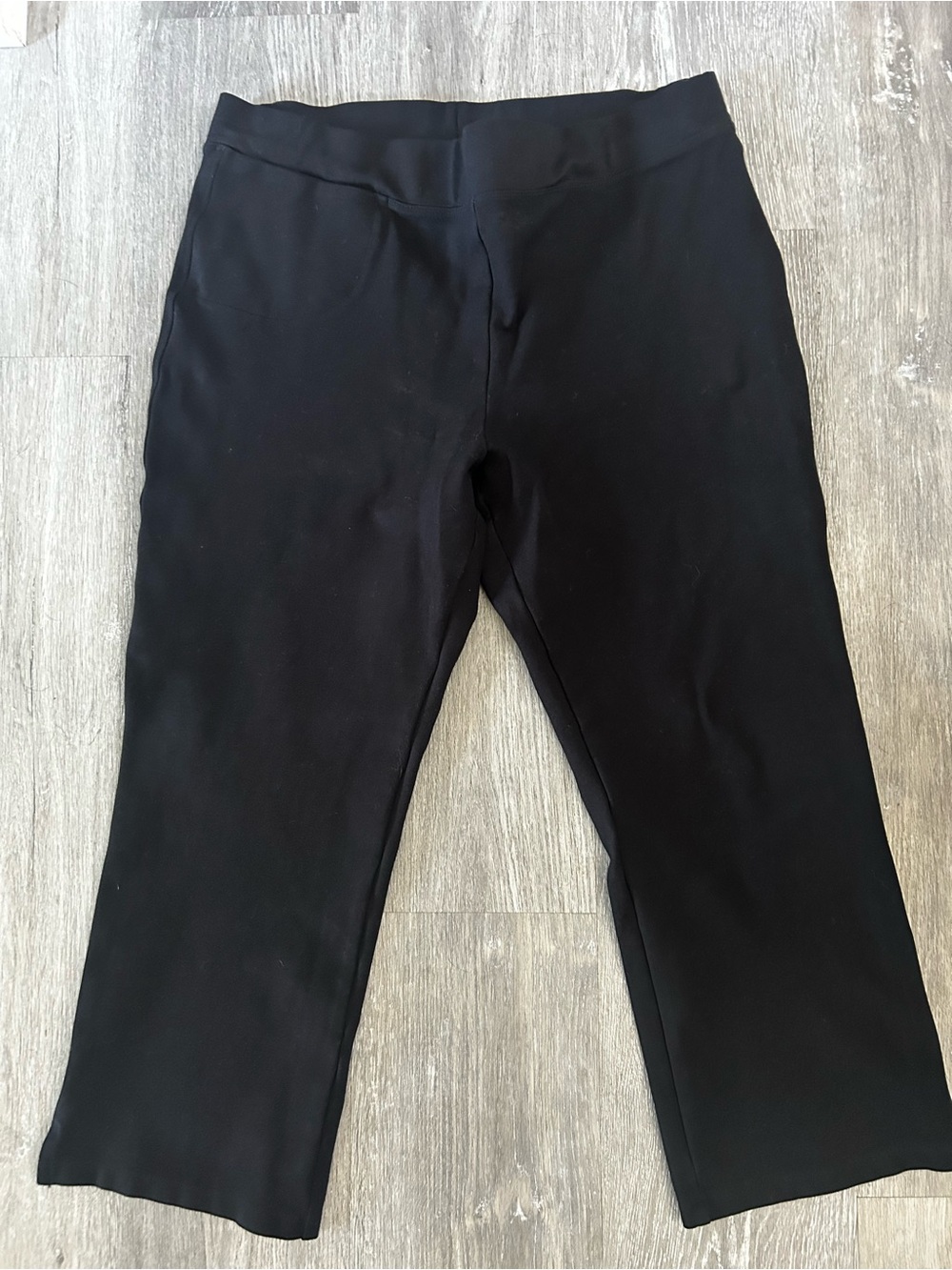 Quince Black Ultra Stretch Ponte Pants Cropped Kick Flare Women’s Size XL